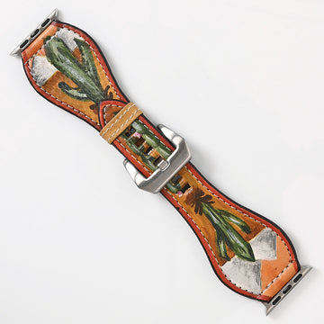 American Darling I watch Strap Genuine Leather With Beautiful Cactus Hand Painted Smart